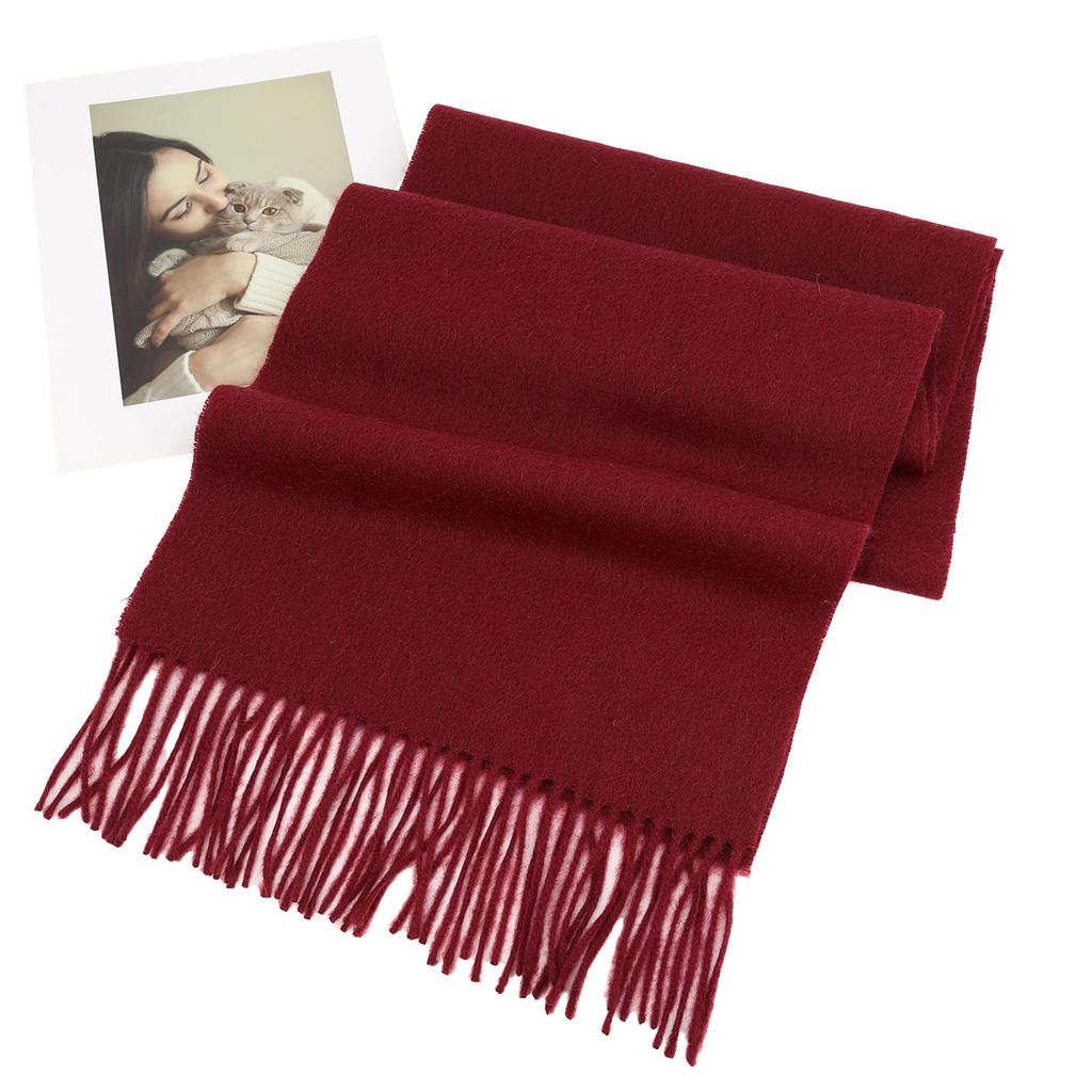 100% Wool Scarf For Women Men Winter Autumn Australia Cashmere Scarf  Design Solid Color Tassel Shawl Pashmina Warm