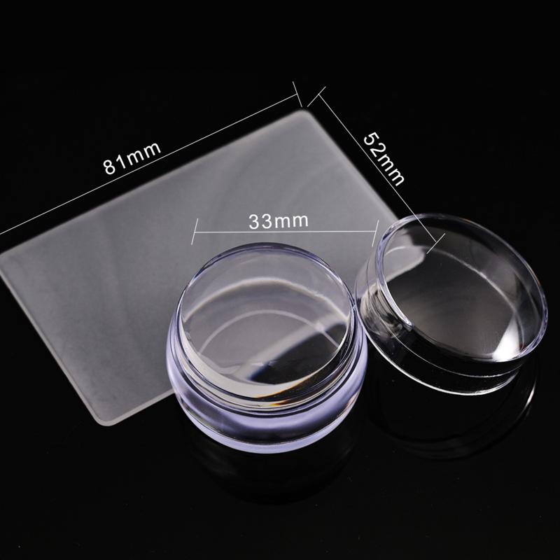 Silicone Nail Stamper Scraper Templates With Cap Clear Jelly Silicone Head Nail Stamp Scraper Stamping Polish Print DIY прозрачный