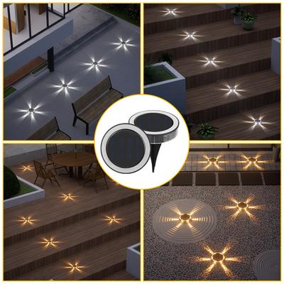 6 Solar Boden- und Wandleuchten - Verbesserte Außenbeleuchtung, geeignet für Wege, Rasen, Terrasse, Hof und kleine Pfade - Entwickelt mit Energiesparfunktion