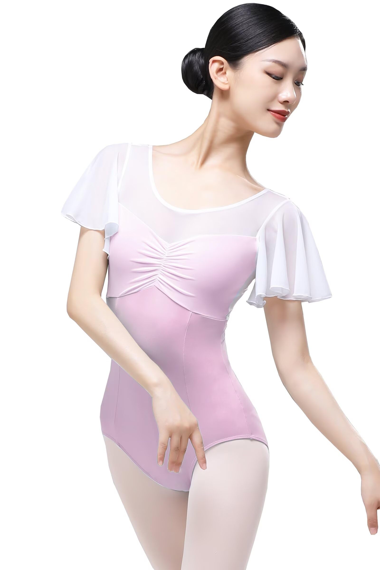 

Adult Ballet Stylish Short Sleeve White New Gymnastics Leotard with Ballet D025 Purple 175 [s.lemon] Leotard, Bra, фіолетовий