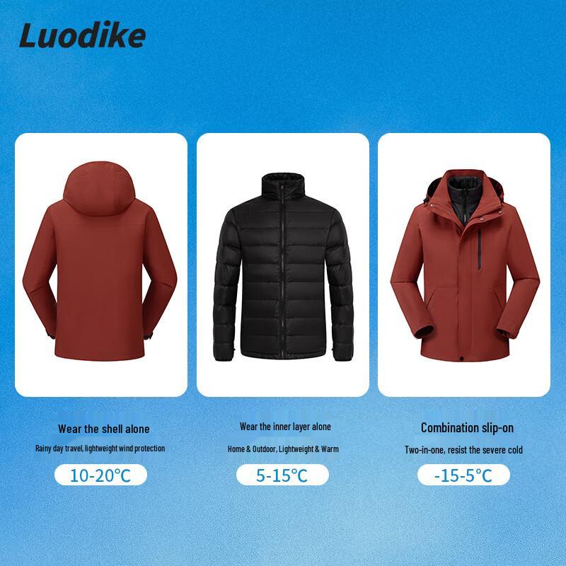 LoDiker Unisex 3-in-1 Outdoor Down Jacket L4V3FC1561