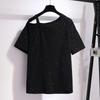 Women's Summer Plus Size Shiny Glitter Off Shoulder One Shoulder T-Shirt Off Shoulder Tops
