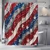 Patriotic American Flag Shower Curtain with Stars and Stripes Design in Red White and Blue Colors for a Bold Bathroom Statement