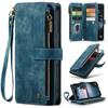 CaseMe-C30 Luksusowe Premium Etui Portfel ze Skóry PU Dla iPhone17 16 15 14 13 Pro Max Wielofunkcyjne Etui z Zamkiem Błyskawicznym na Karty Osłony Ochronne Skórki+Pasek