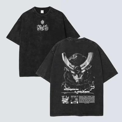 Kamina Tengen Toppa Gurren Lagann Graphic Tshirt For Men Clothing Anime Short Sleeve Tee Tops Harajuku Washed Cotton T Shirt