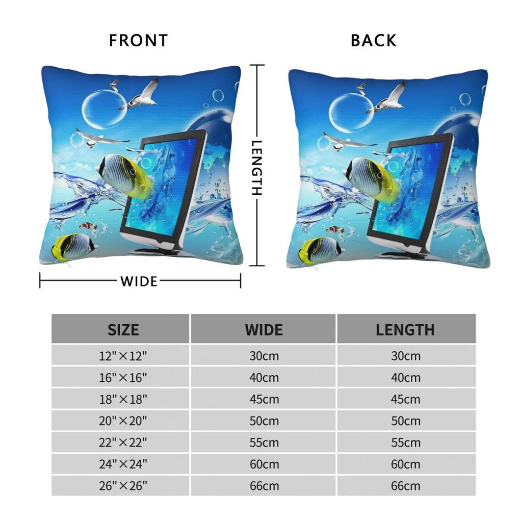 Frutiger Aero Aesthetic Fish Pillow Cover Kawaii Pillow Case Soft Graphic Cushion Cover Pillowcases For Living Room Chair