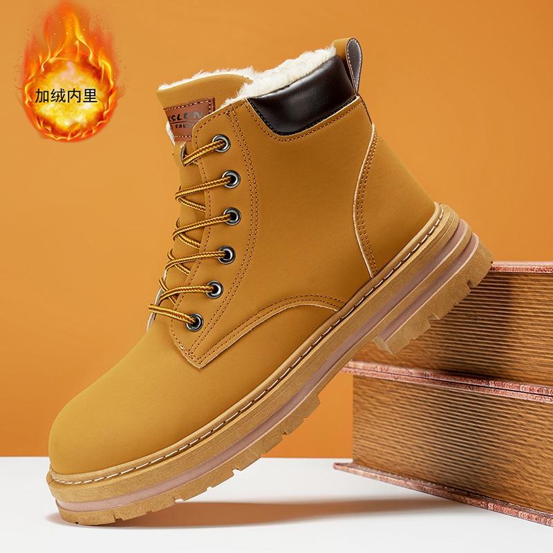 Winter new men's shoes warm Martin boots piled thickened tooling leather boots casual versatile platform cotton shoes