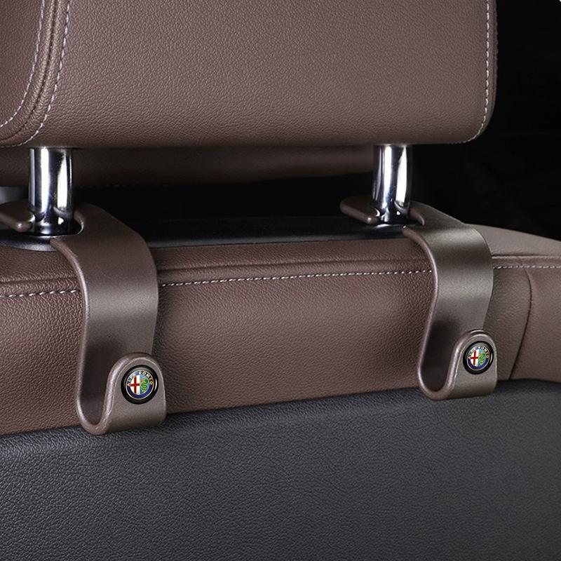 IJOPV1 Car Seat Headrest Hook Auto Rearseat Hanger Accessories For Alfa Romeo 159 Giulietta Giulia 147 Mito 156 166 GT Stelvio F1 Brera