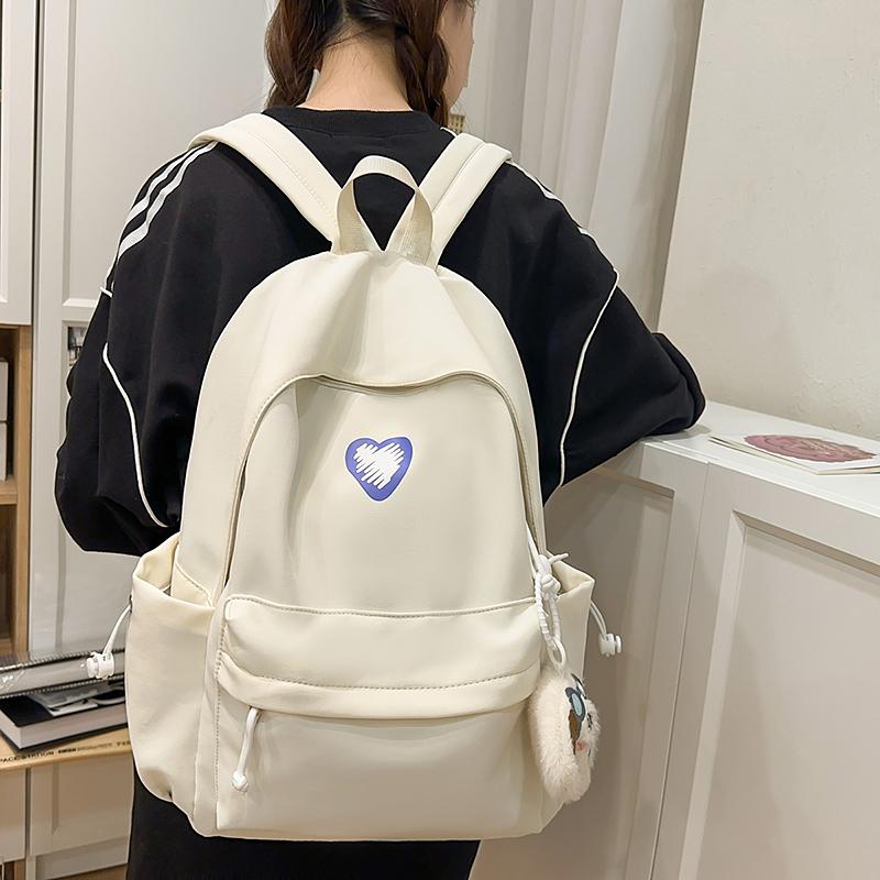 Women Solid Color Backpack Junior High School Student Schoolbag