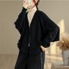 DIMANAF 2025 Women Plus Size Sweaters Cardigan Autumn Winter Solid Knitting Loose Bat Sleeve Tops Shirts