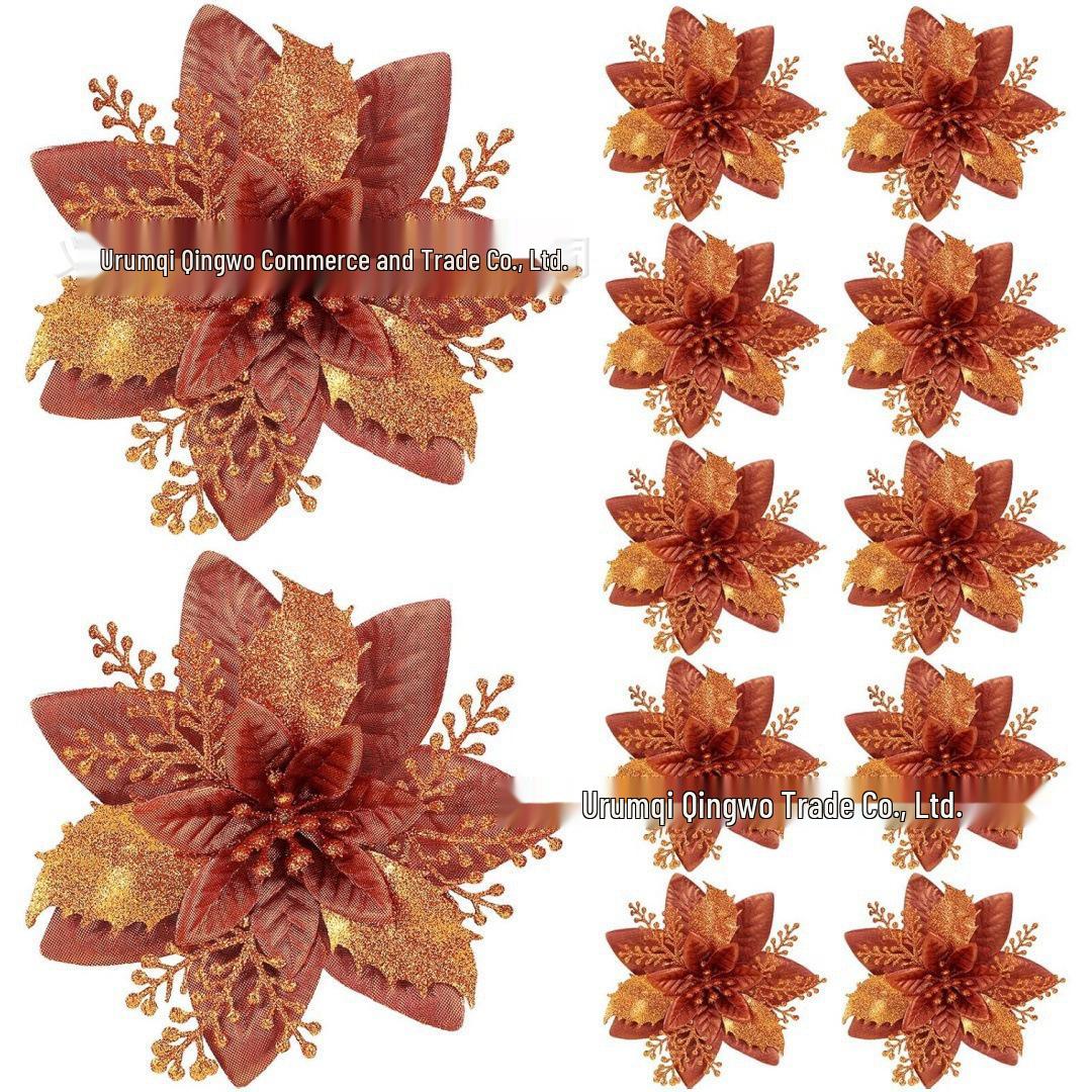 

14.5cm Non-woven Gold, Red, Silver Christmas Flower Label