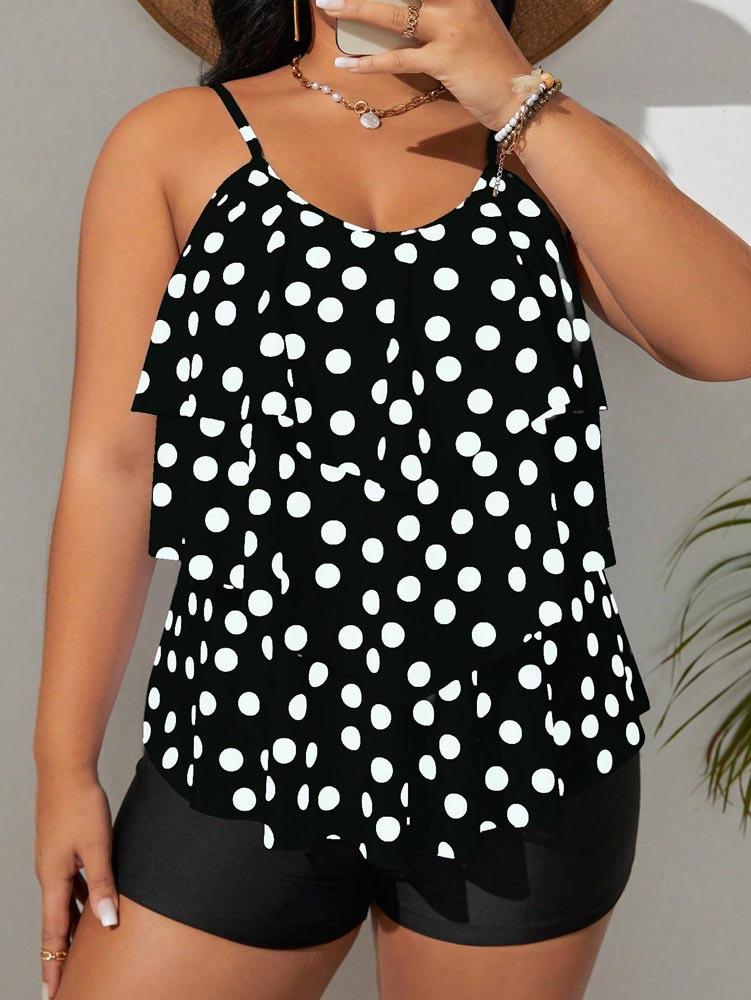 Europese en Amerikaanse stijl stippen bretels badpak dames nekband split bikini zomer strand warmwaterbron badpak