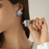 Exaggerated metal ginkgo biloba stud earrings, trendy girl sweet cool wind shell pattern earrings