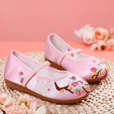 Children'S Old Beijing Cloth Shoes Beef Tendon Soles Girls Embroidered Shoes Spring And Autumn Students Dance Performance Shoes Ancient Hanfu Shoes