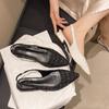 Sea Salt Black White Pointed High Heel Sandals for Women Back Hollow Half Headed Single Shoes Fashion Versatile Dress Shoes