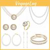 Vintage Chic Artificial Pearl Necklace And Earrings Set For Party Wear With Geometric Design