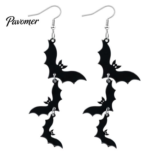 Retro Statement Earrings for Holiday Party 1 Pair Halloween Women, Acrylic Gothic Dangle Earrings, Personalized Gifts Women Spooky Bat Pumpkin