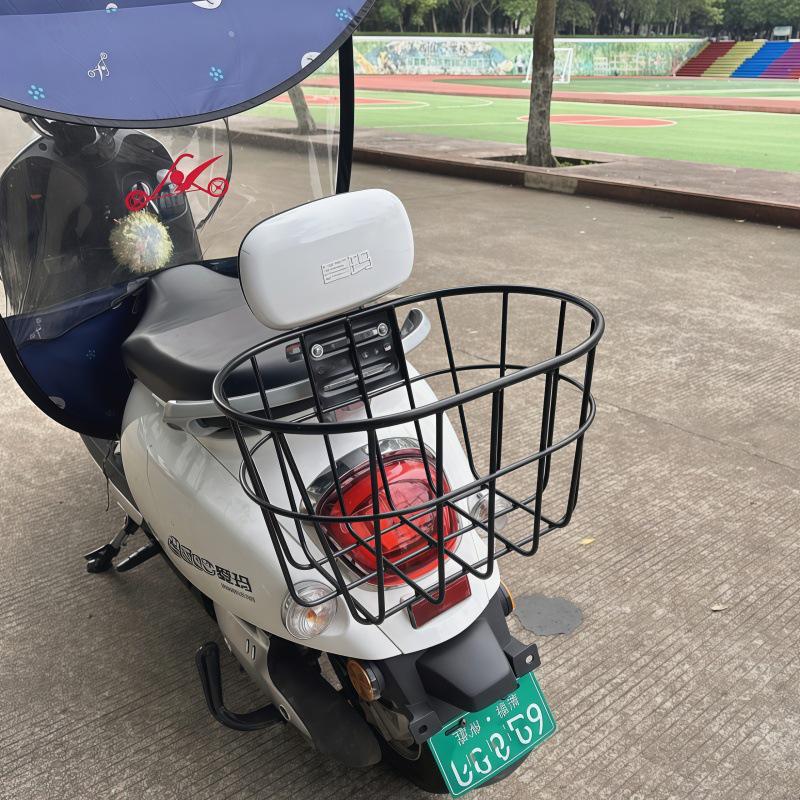 Large Capacity Metal Rear Basket with Backrest for E-bike Helmet and Backpack Storage