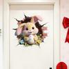 Easter Cartoon Broken Wall Cute Bunny and Eggs Holiday Home Decoration Wall Sticker Self-Adhesive
