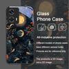 Ästhetisches Sonnenblumen- und Mondmuster Gehärtetes Glas Handyhülle für Motorola Moto Edge 50 Fusion 40 Neo 30 Pro G85 G84 G54 Abdeckung