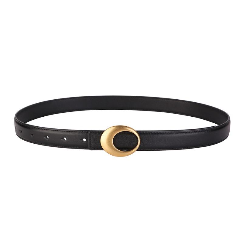 Meier Top grain leather premium designer belt - gold buckle genuine leather belt for jeans чёрный
