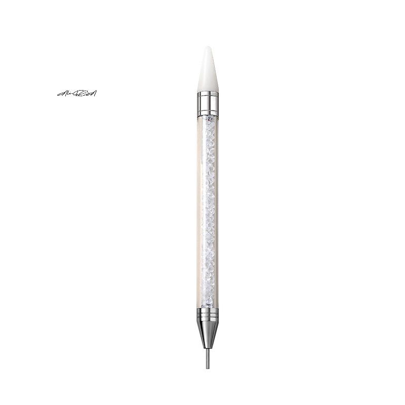 Double-Headed Nail Art Pen with Silicone Head Rhinestone Picker Wax Remover Gel UV Brush for DIY Manicure Nail Art Tools