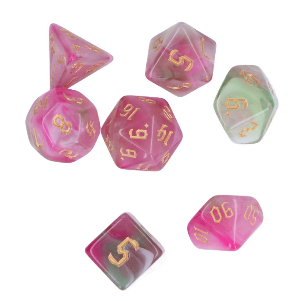 7pcs Polyhedral Dice Set Acrylic Portable Funny Dice Table Game Props for Holiday Party