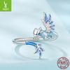 S925 Sterling Silver Blue Dragon Open Ring, Cross-Border Popular Personalized Ring Hand Jewelry