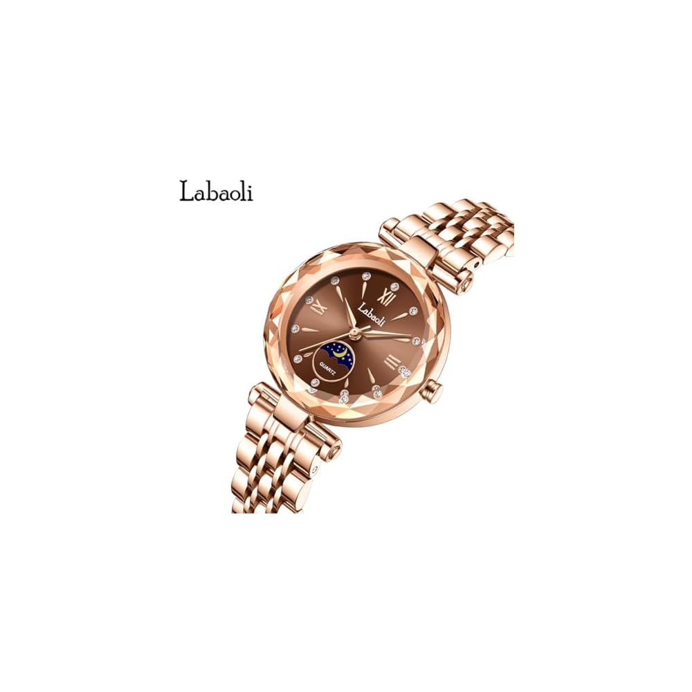Rose Gold Women's Watch Crystal Waterproof Stainless Steel Business Style Cute Gift for Her