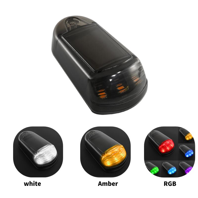 1x Solar Powered Cab Lights RGB Punch-Free Warning Light Night Security Simulated Alarm Wireless Strobe Lamp Anti-Theft for CAR