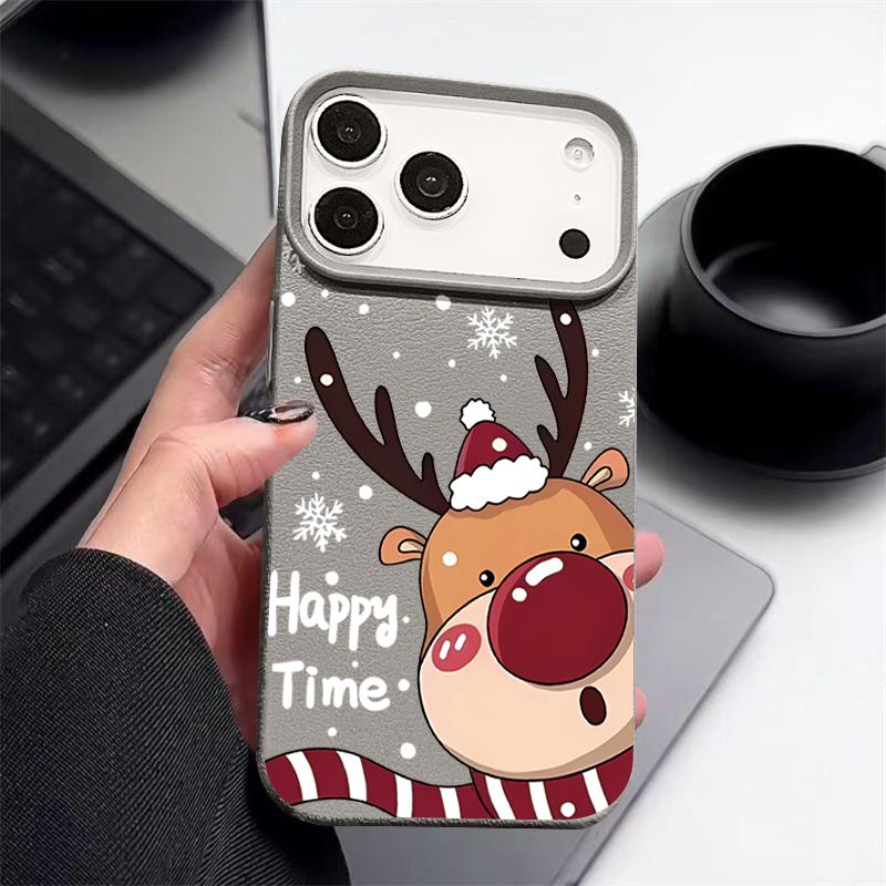 Husă Laser Drăguță cu Imprimeu Elan de Crăciun Pentru iPhone Air 17 16 15 14 13 12 Pro Max 16 15 Plus 13 17 Pro 11 Husă Hard Rezistentă la Șocuri