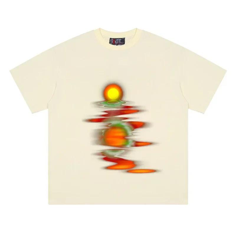 Dämmerungsreflexionen Reflexionsölmalerei Grafischer Druck T-Shirt Rundhals Herren und Damen Kurzarm Locker T-Shirt
