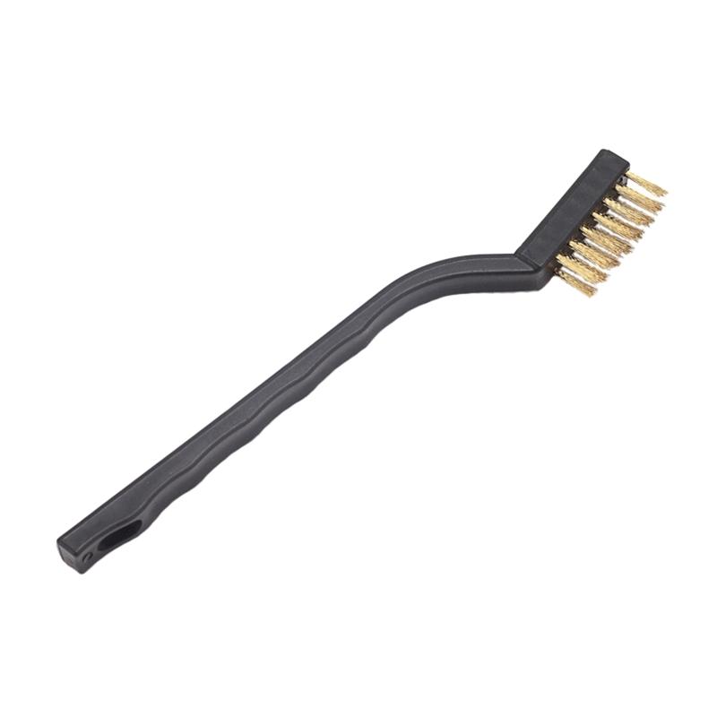 Small Wire Brush Scratch Brush Stainless Steel Wire Brush Hard Bristle Brush  for Cleaning with Curved Handle Grip