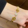 Korean Style Zircon Mother-of-Pearl Round Center Bracelet - Light Luxury Vintage Y2K Versatile Jewelry
