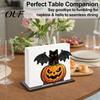 Pumpkin Napkin Holder Halloween Wooden for Table, Black Cat Bat Paper Stand Standing Dispenser, Towel Holiday Party Decor
