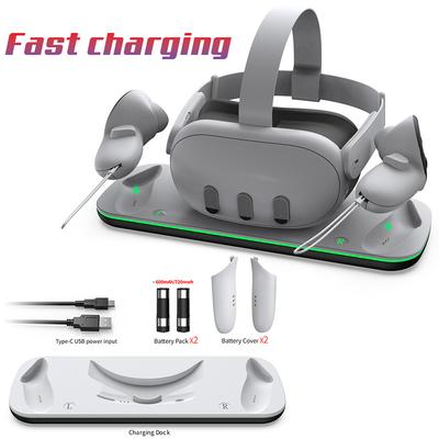 Wireless Charging Dock for Meta Quest 3, Oculus VR Accessories Charger Station Controller Battery Pack, Fit Elite Head Strap