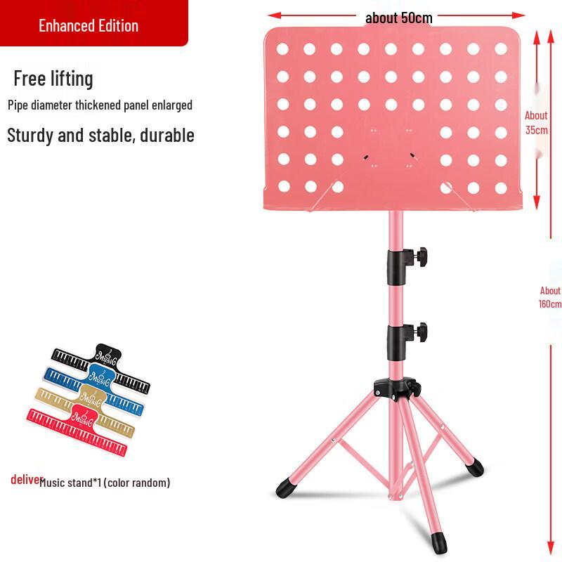 Jundingying Pink Portable Height-Adjustable Music Stand with Clip