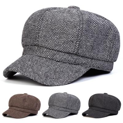 Unisex Vzor Rybia kosť Osobnosť Klobúk Newsboy Jar Jeseň Retro Baretky Divoké Ležérne Klobúky Osemuholníková Čiapka
