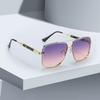 New In Vintage Sunglasses For Women Modern Fashionable Square Golden Edged Purple Gradient Lens Glasses Sun Glasses Gift