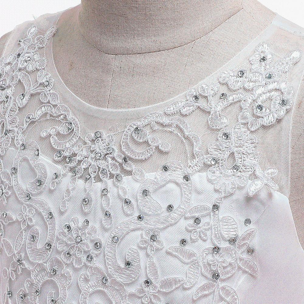 Girls' Lace Beaded Princess Evening Gown with Train