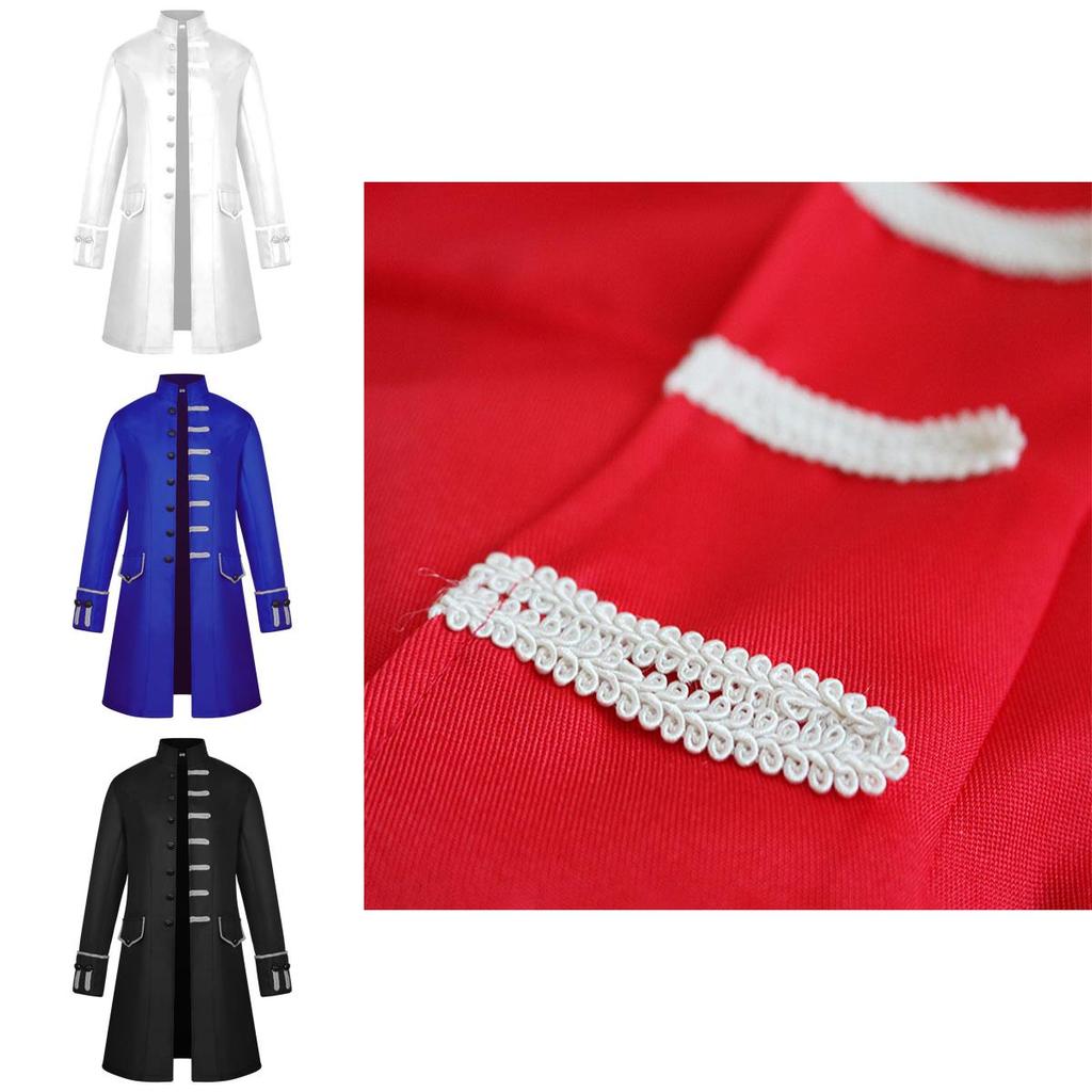 Medieval Renaissance Men Steampunk Jacket Gothic Retro Uniform Windbreaker Coat
