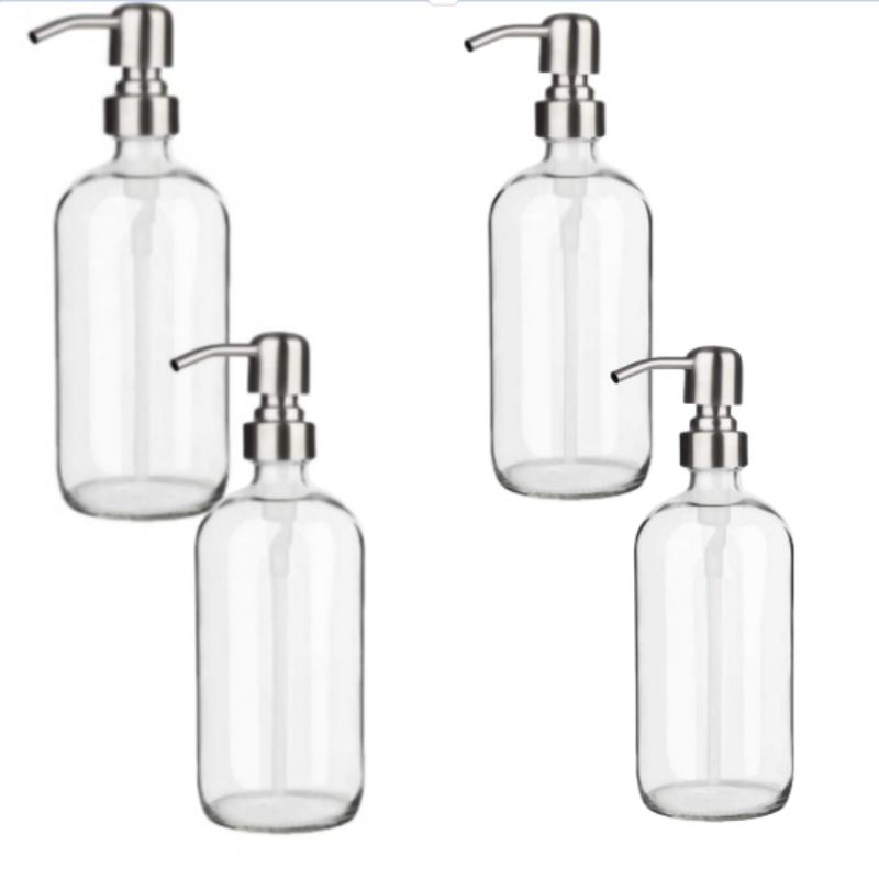 

Дозатор для мыла из 4 стекол - (17 унций/ 500 мл)Прозрачный дозатор мыла для кухни, многоразовый дозатор жидкого мыла с насосом из нержавеющей стали 500ml&Glass