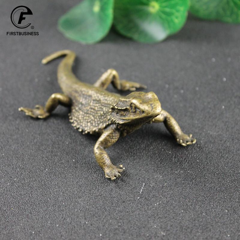 Classical Small Tea Pet Lizard Figurines Miniatures Pure Copper Decoration Accessories Desktop Toy Ornaments Vintage Simulation