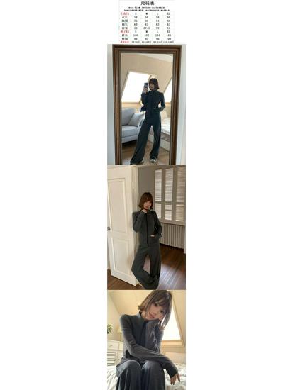 European-Style Spring 2025 Women's Tracksuit: Cardigan Jacket & High-Waisted Wide-Leg Pants Set