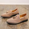 Spring and Autumn Suede Casual Leather Shoes Wear Tassel and One Pedal Lazy Shoes Large Size Men's Glove Loafers