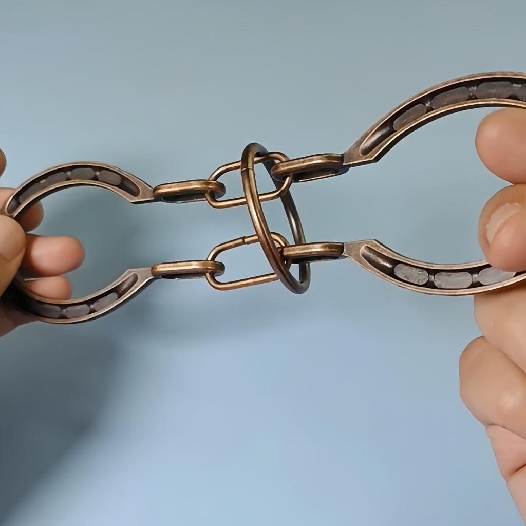 Kupfer Antik Puzzle Schloss, Klassisches Metall Knobelspielzeug, Zerlegepuzzles für Erwachsene, Tragbare Geschenkidee, Runde Form, Anderes Metallmaterial