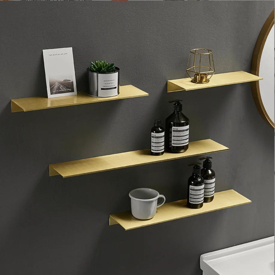 Brushed gold bathroom shelf bathroom rack wall hanging cosmetics storage rack toiletries shelf