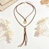 Bohemian Tassel Pendant Chain Suede Beaded Y-Necklace Long Pendant Necklace  Beach Daily