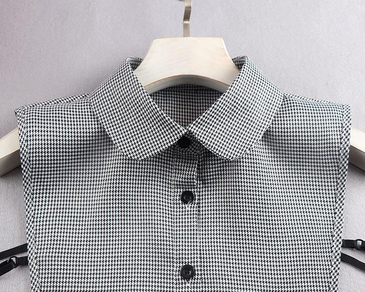 Women's Trendy Houndstooth Peter Pan Fake Collar Shirt