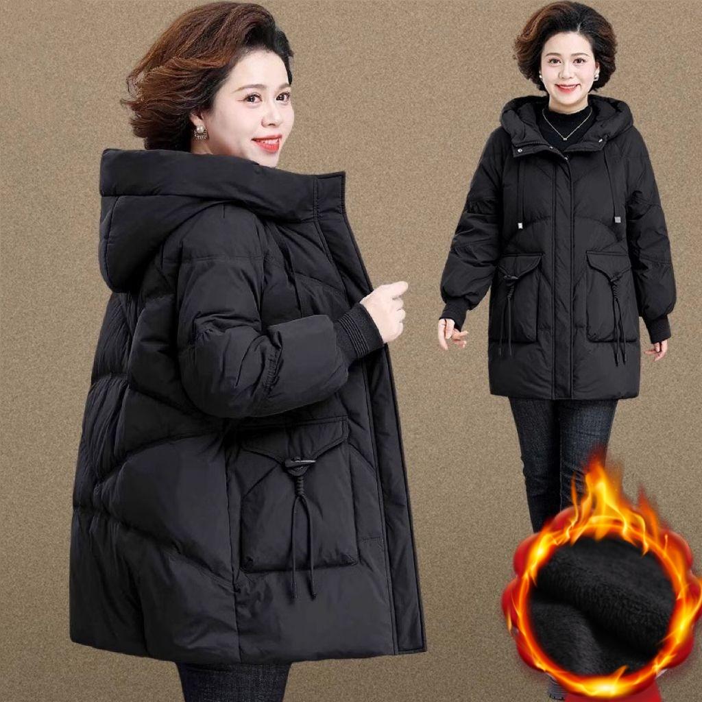 Daunenjacke Winterkleidung Mittellange Dick Gefütterte Jacke Steppjacke Damen Winterjacke